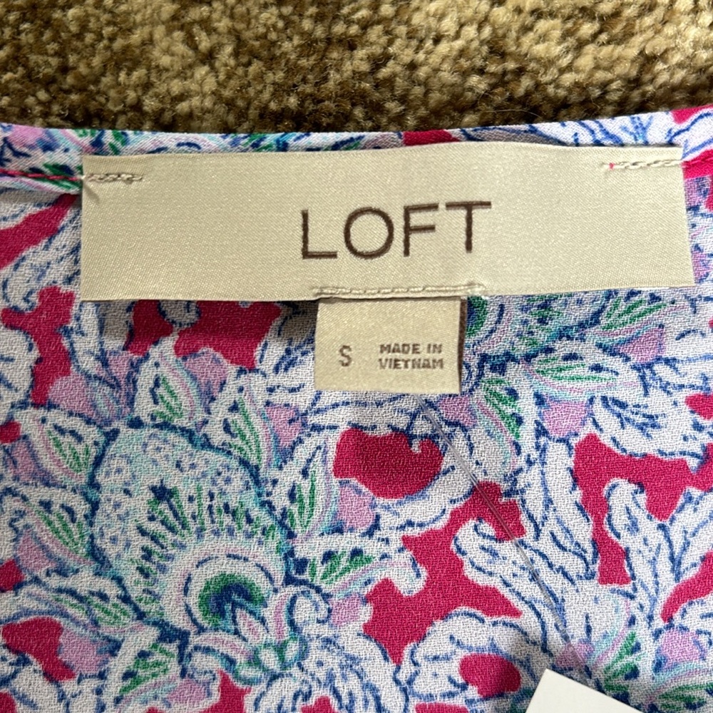 Loft Mixed Media Sleeveless Printed Tie Shell - Picture 2 of 4